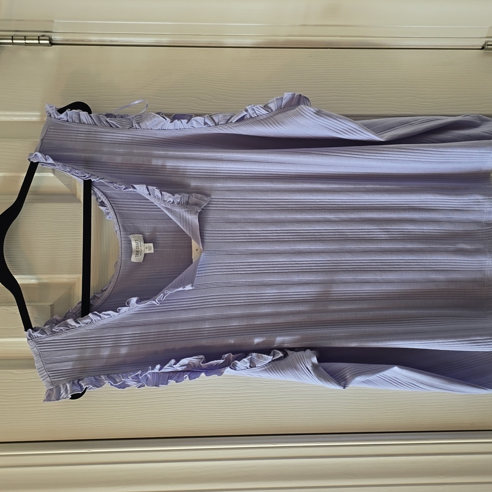 TRUE CRAFT WOMEN'S JUNIOR PLUS SLEEVELESS LILAC SUMMER RIBBED TOP SIZE 4X